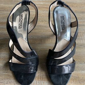 Michael Kors Black Glitter Dress Sandals